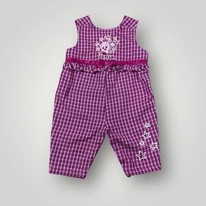 Vintage Baby Looney Tunes Plaid Jumper 3-6 Months Girls Sleeveless Romper Outfit